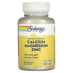 Solaray Calcium Magnesium Zinc 100 рослинних капсул Кальцій